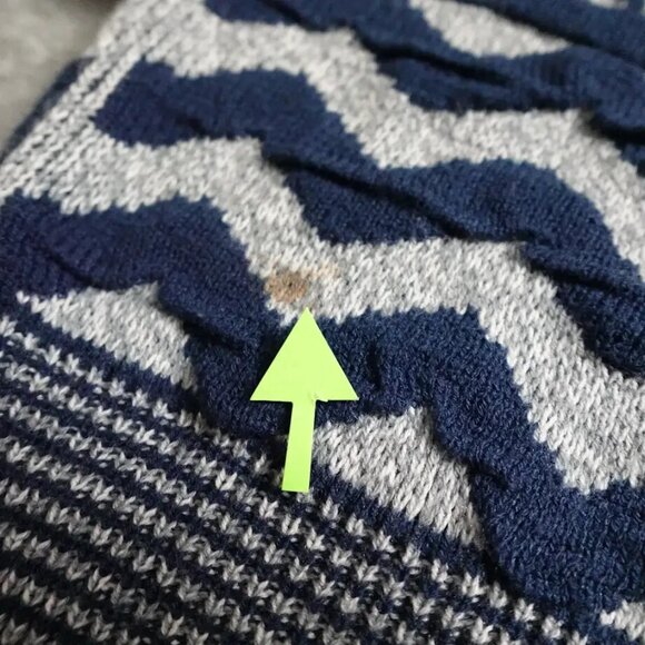 Nuovo New Forces Cardigan Women's Large Blue Gray Knit Geometric Sweater - Picture 7 of 11